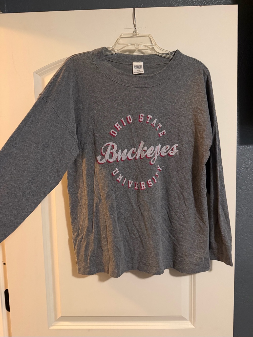 PINK Ohio State Buckeyes Gray Long Sleeve Tee